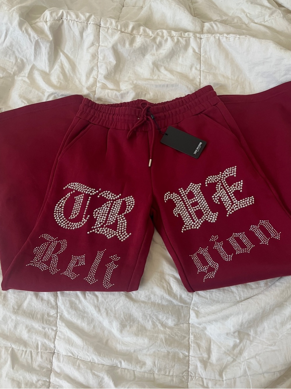 TRUE RELIGION❤️ NWT Rhinestone Logo Sweatpants